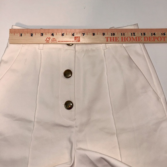 ZARA women’s‎ Tailored high rise WHITE, button front, cotton blend size SMALL - Picture 4 of 11